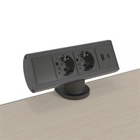 Axessline Desk - 2 eluttag typ F, 1 USB-A & 1 USB-C laddare, svart